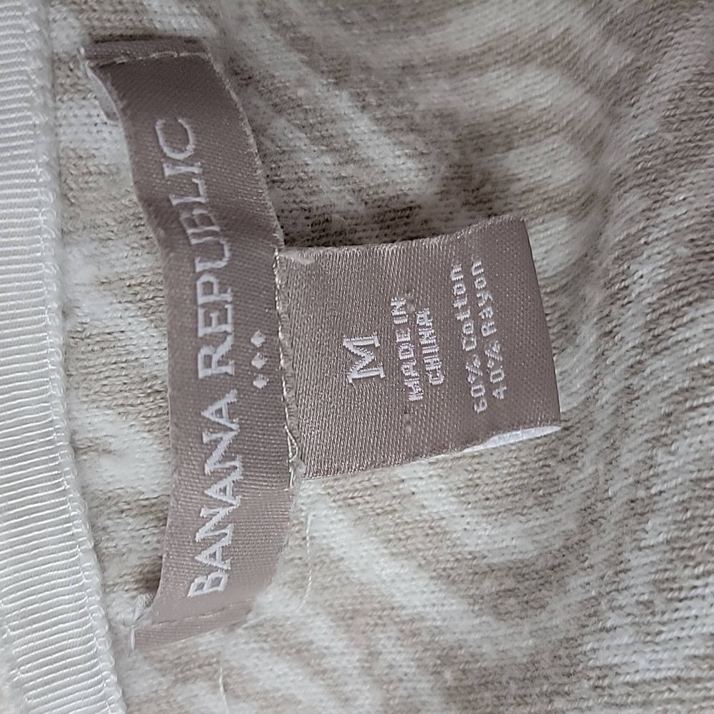 BANANA REPUBLIC Cream Taupe‎ Zebra Animal Print Office Casual Cardigan Sweater M - Picture 5 of 9